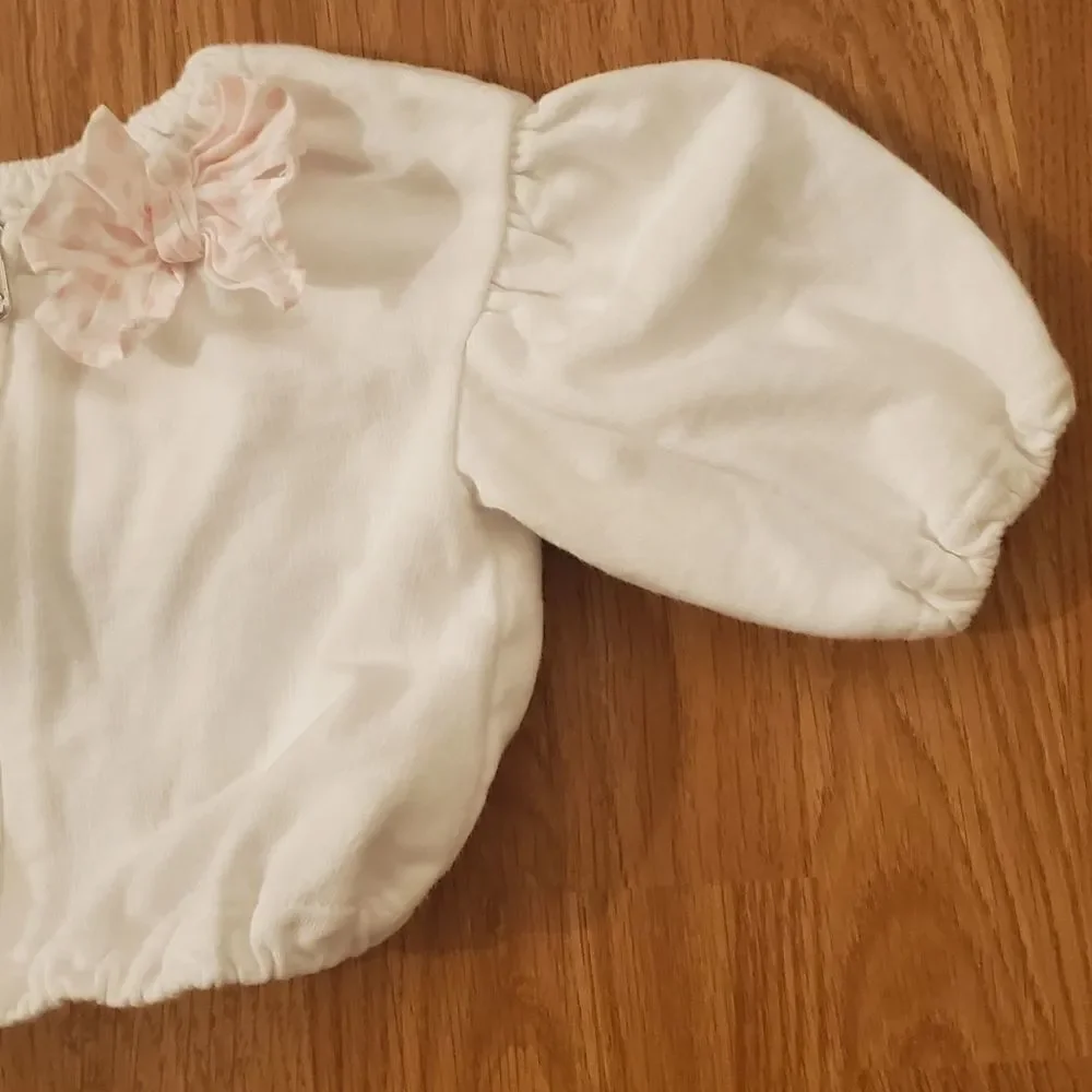 Il Gufo White Balloon Sleeve Front Zip Jacket size 9 months